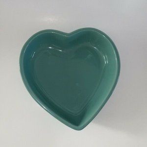 Nantucket Heart Shaped Baking Dish Bowl Teal Blue